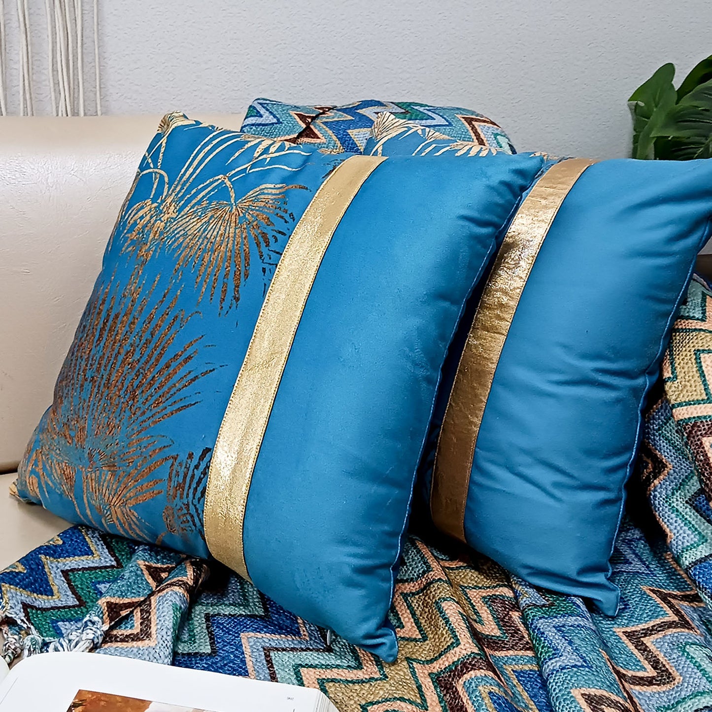 Cushion Covers Super Soft – Beautiful Golden Touch Palm Tree – Best Price 40cm x 40cm (~16″ x 16″)