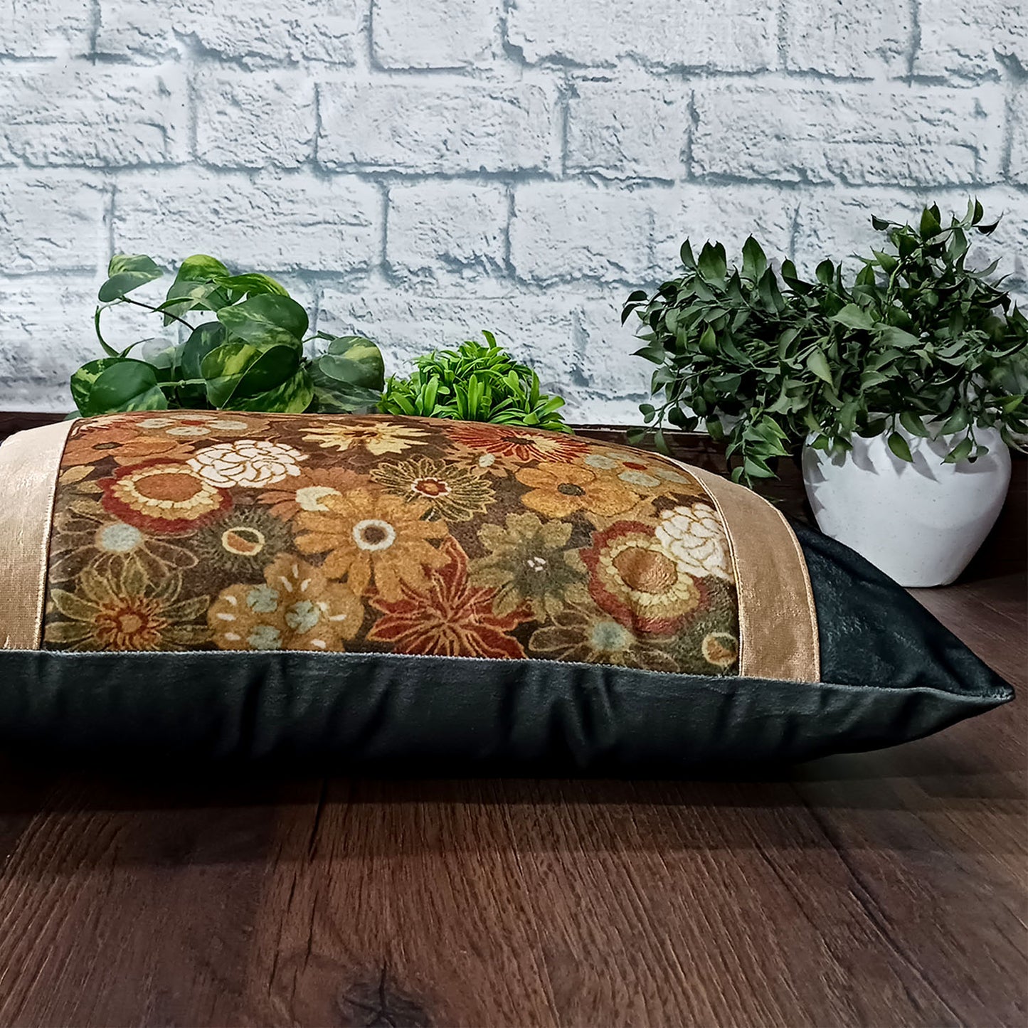 Cushion Covers Super Soft – Beautiful Golden Touch Black Floral – Best Price 30cm x 50cm (~12″ x 20″)