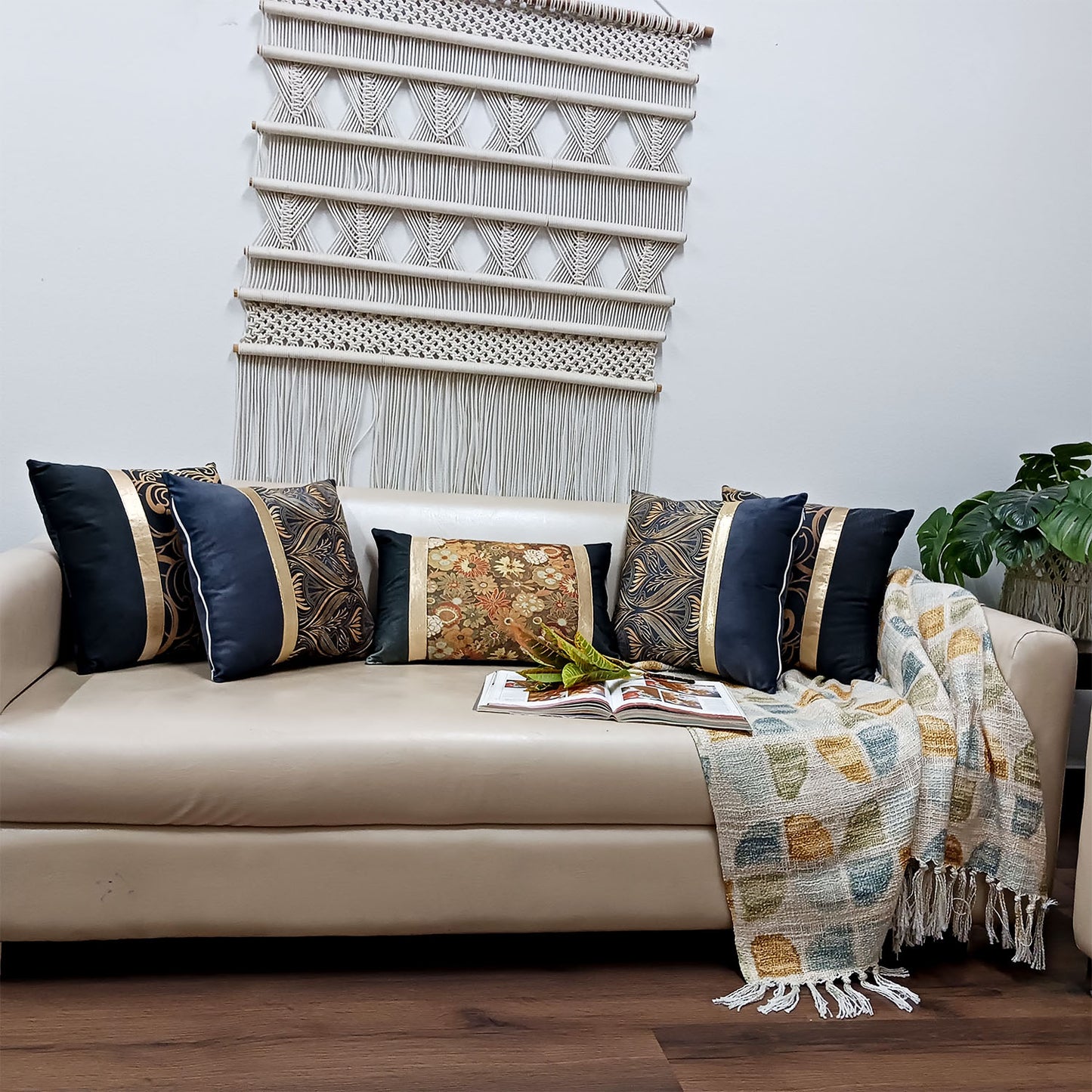 Cushion Covers Super Soft – Beautiful Golden Touch Black Floral – Best Price 30cm x 50cm (~12″ x 20″)