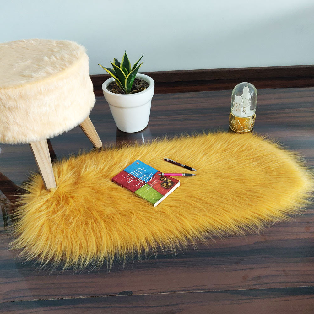 Shaggy Carpet – Premium Long Faux Fur – 120x75 cm Oval Shape – Avioni Carpets- Brown