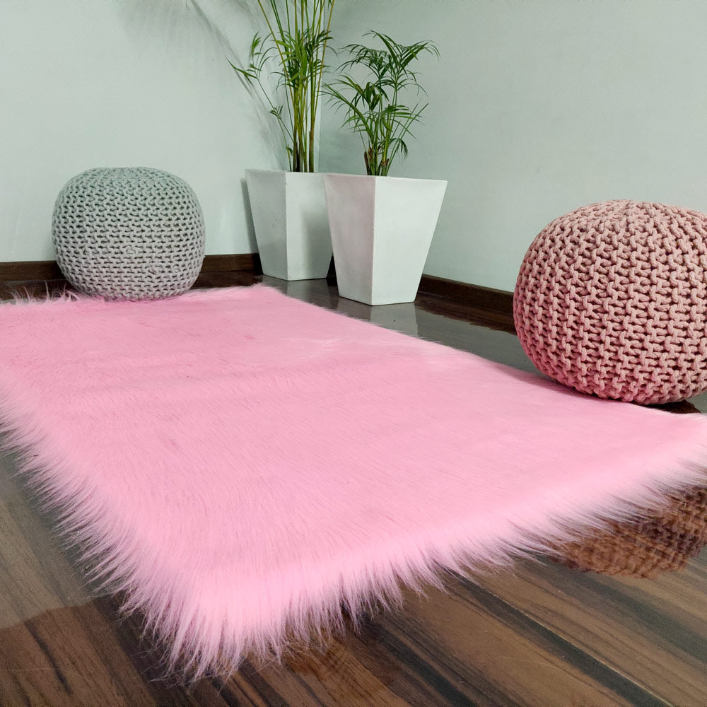 Soft Shaggy Rugs – Fluffy Rug – Pink Premium Long Faux Fur – Avioni Carpets