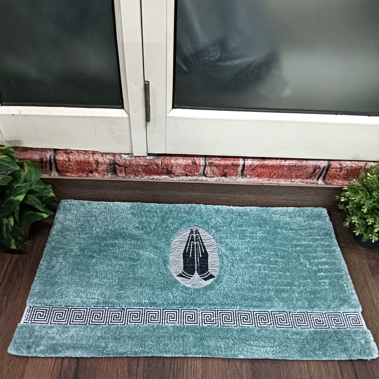 Avioni Divine Collection | Luxury Golden/Silver Touch Tufted Rug Aqua In Beautiful-Nameste Soft And Plush Handmade Door Mats |~25mm thick | BathMats -45x75 cms