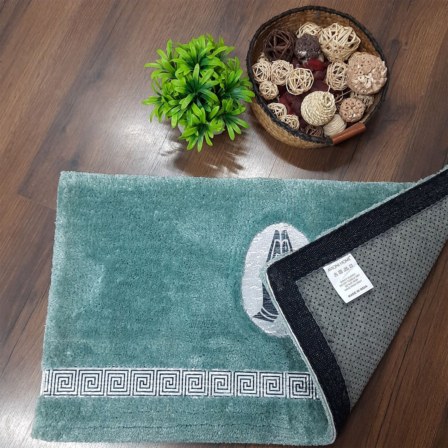 Avioni Divine Collection | Luxury Golden/Silver Touch Tufted Rug Aqua In Beautiful-Nameste Soft And Plush Handmade Door Mats |25mm thick | BathMats -45x75 cms