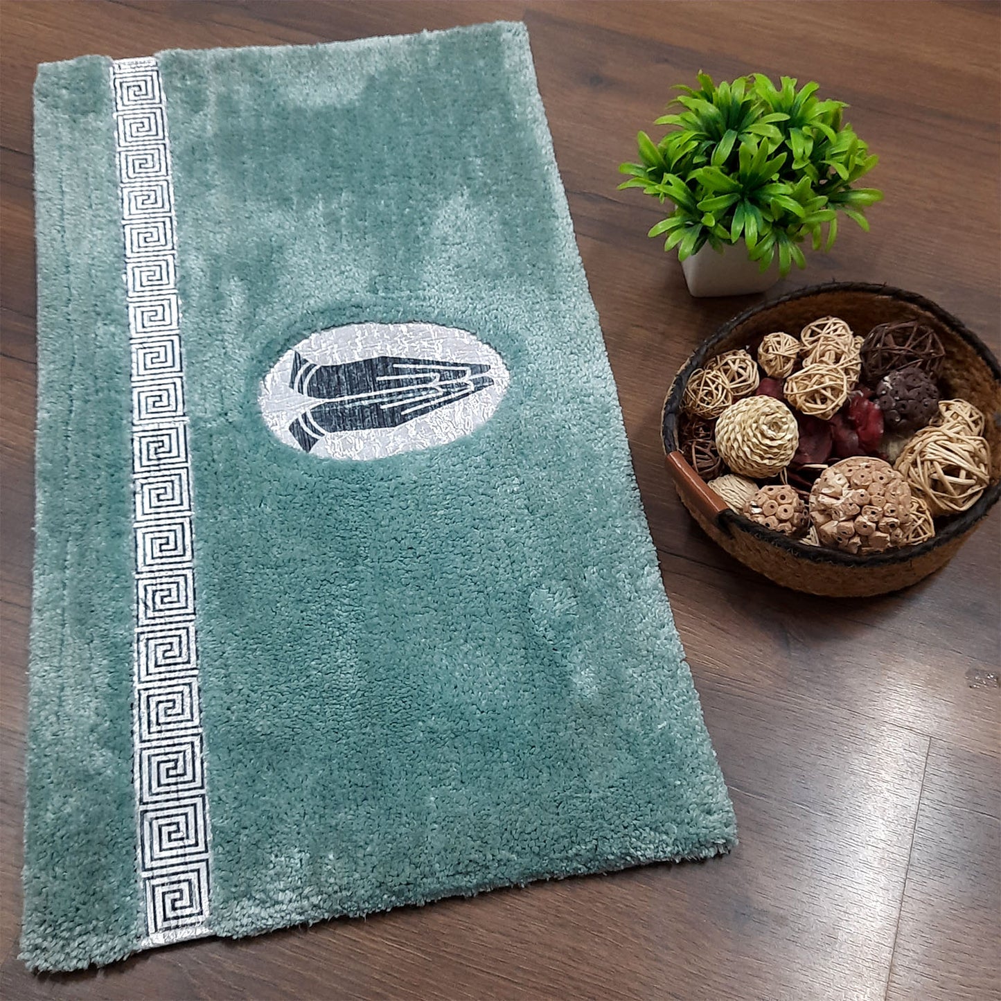 Avioni Divine Collection | Luxury Golden/Silver Touch Tufted Rug Aqua In Beautiful-Nameste Soft And Plush Handmade Door Mats |~25mm thick | BathMats -45x75 cms