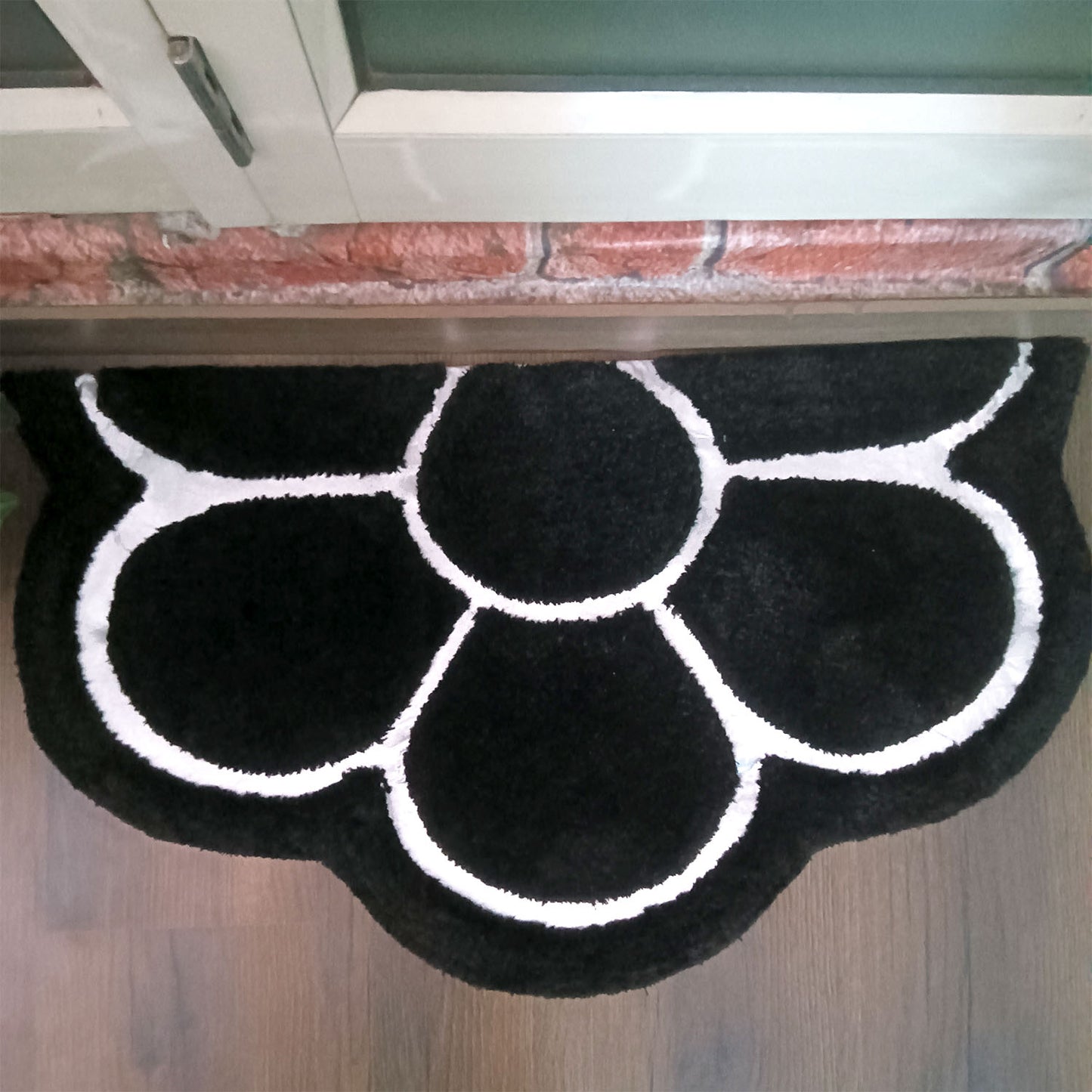 Avioni Divine Collection | Luxury Golden/Silver Touch Black Tufted Rug In Beautiful Flower Soft And Plush Handmade Door Mats | ~25mm thick | BathMats -45x75 cms