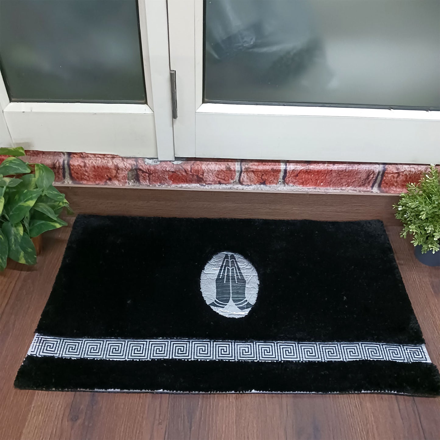 Avioni Divine Collection | Luxury Golden/Silver Touch Tufted Rug Black In Beautiful-Nameste Soft And Plush Handmade Door Mats |~25mm thick | BathMats -45x75 cms