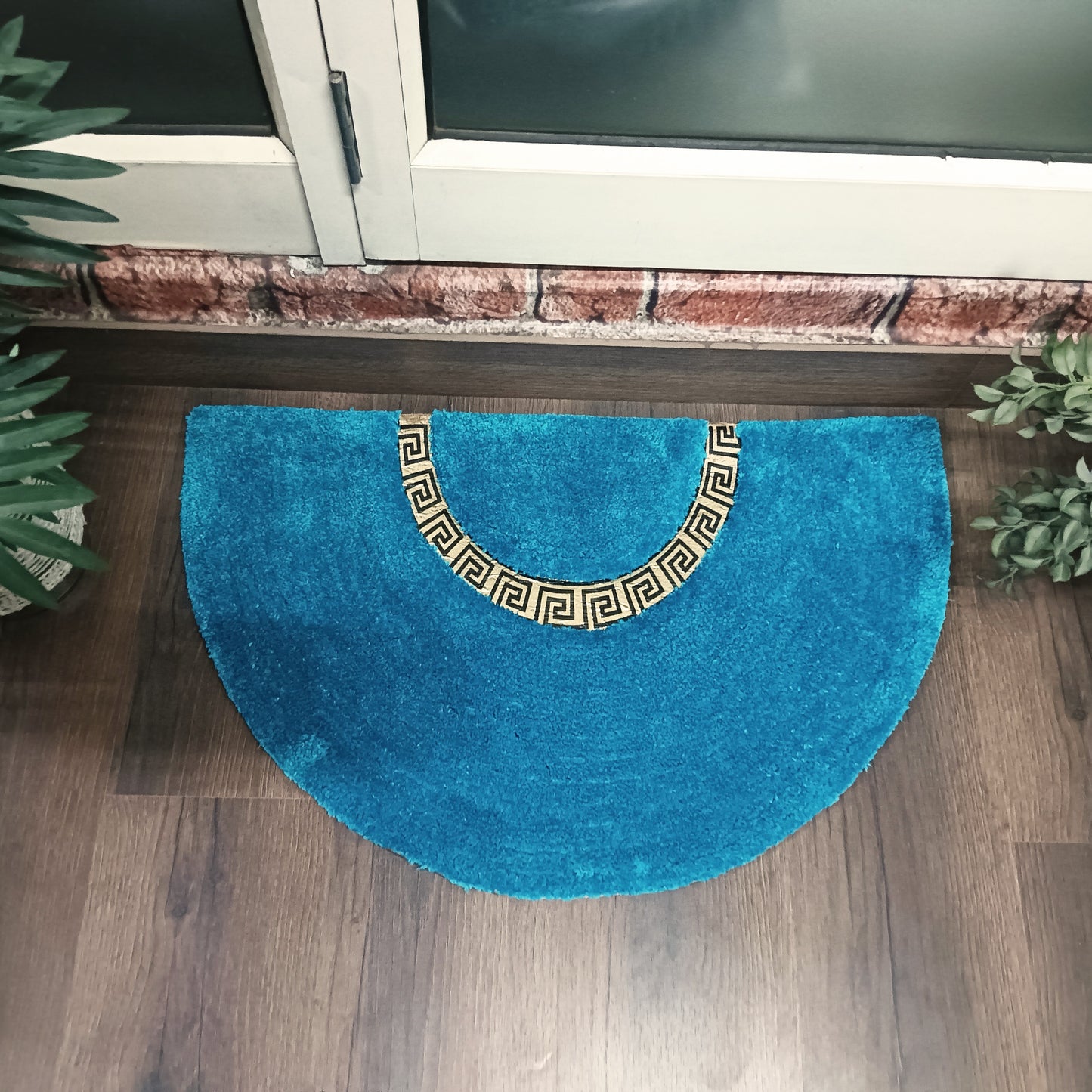 Avioni Divine Collection | Luxury Golden/Silver Touch Blue Tufted Rug| 25mm Thick | Beautiful-D Shaped Soft And Plush Handmade Door Mats / BathMats -45x75 cms