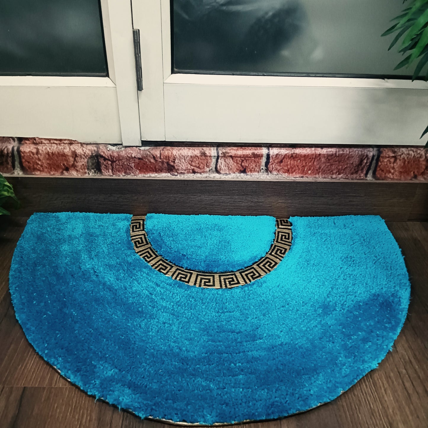 Avioni Divine Collection | Luxury Golden/Silver Touch Blue Tufted Rug| 25mm Thick | Beautiful-D Shaped Soft And Plush Handmade Door Mats / BathMats -45x75 cms