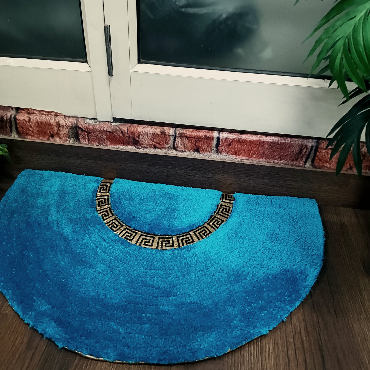 Avioni Divine Collection | Luxury Golden/Silver Touch Blue Tufted Rug| 25mm Thick | Beautiful-D Shaped Soft And Plush Handmade Door Mats / BathMats -45x75 cms