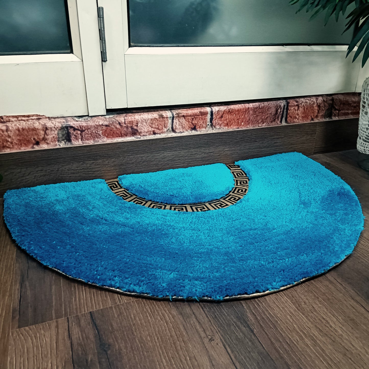 Avioni Divine Collection | Luxury Golden/Silver Touch Blue Tufted Rug| 25mm Thick | Beautiful-D Shaped Soft And Plush Handmade Door Mats / BathMats -45x75 cms