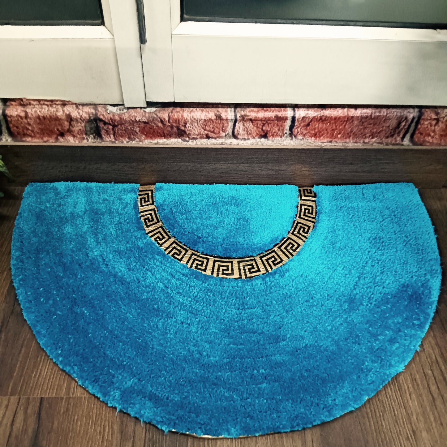 Avioni Divine Collection | Luxury Golden/Silver Touch Blue Tufted Rug| 25mm Thick | Beautiful-D Shaped Soft And Plush Handmade Door Mats / BathMats -45x75 cms