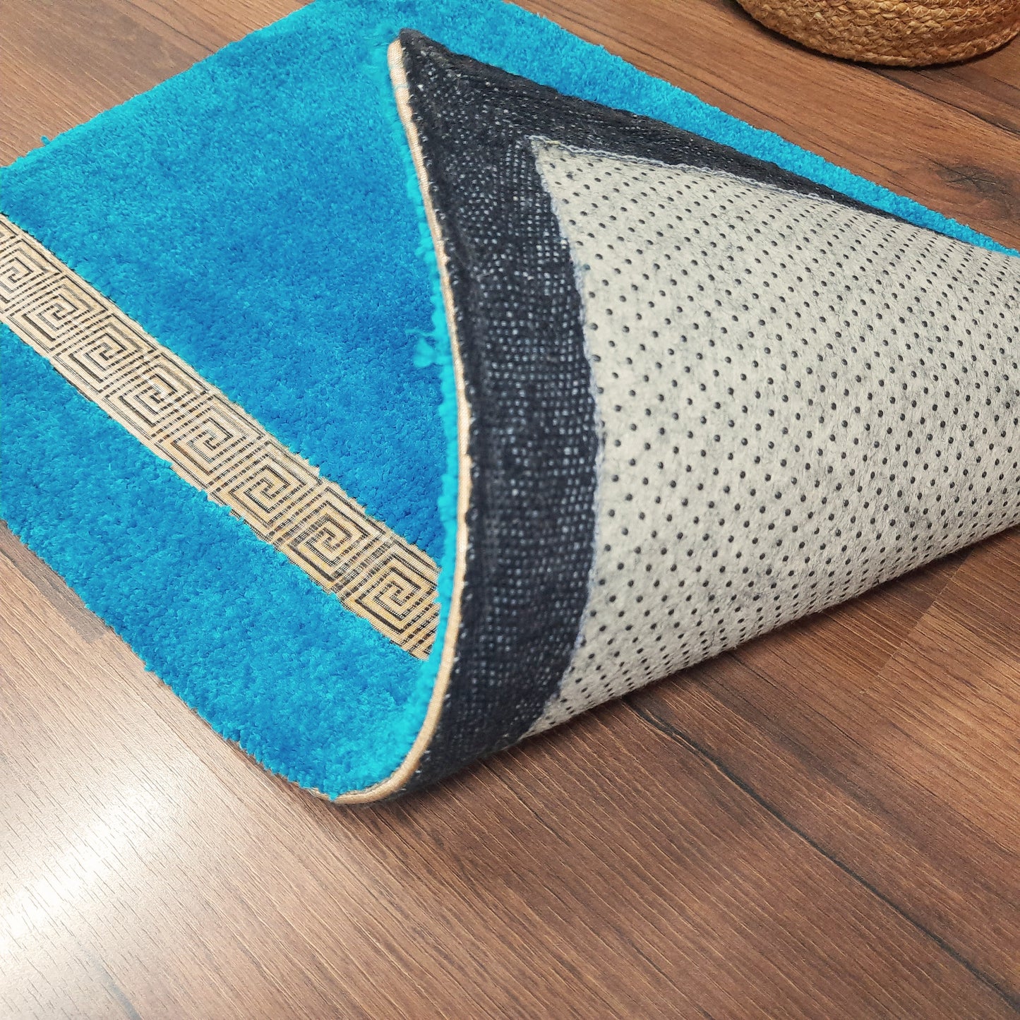 Avioni Divine Collection | Luxury Golden/Silver Touch Tufted Rug Blue In Beautiful-Nameste Soft And Plush Handmade Door Mats |~25mm thick | BathMats -45x75 cms