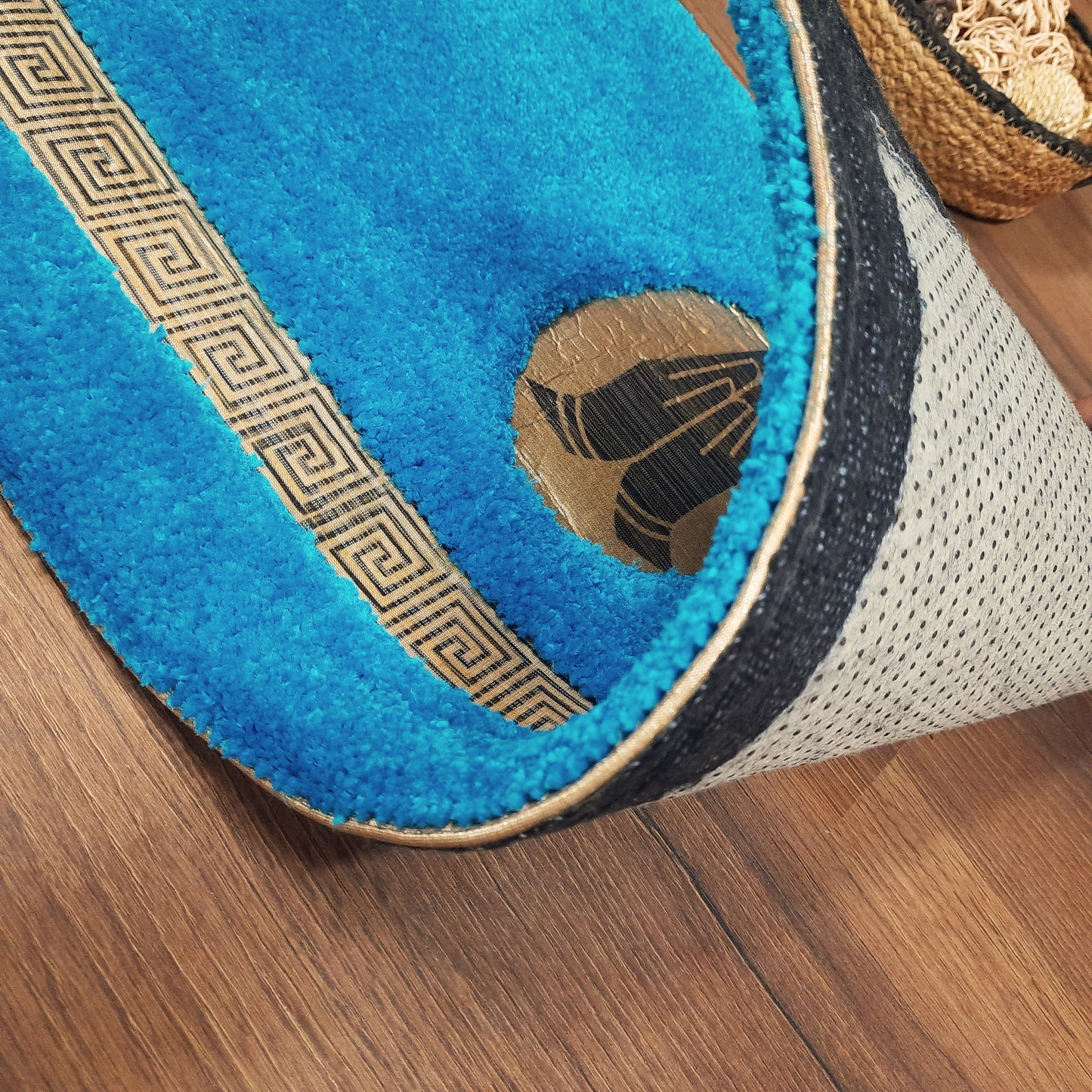 Avioni Divine Collection | Luxury Golden/Silver Touch Tufted Rug Blue In Beautiful-Nameste Soft And Plush Handmade Door Mats |~25mm thick | BathMats -45x75 cms