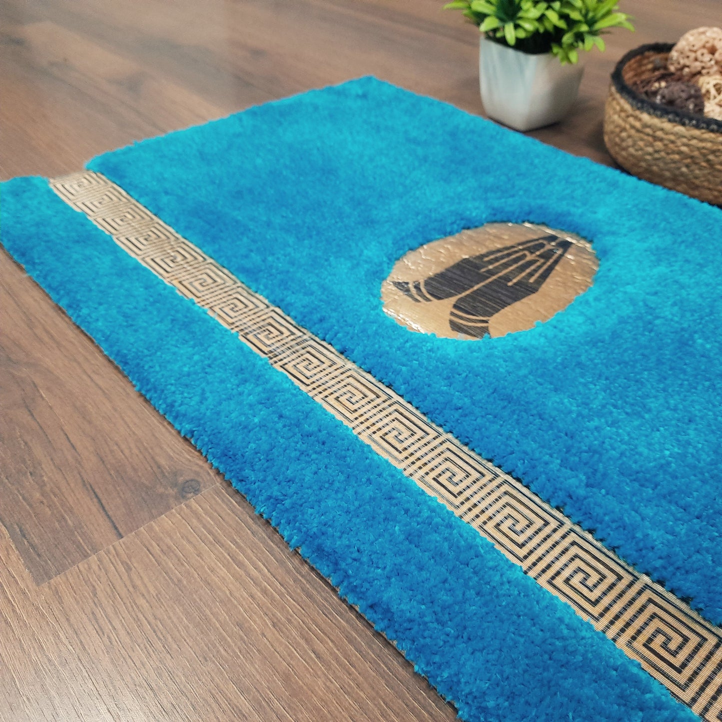Avioni Divine Collection | Luxury Golden/Silver Touch Tufted Rug Blue In Beautiful-Nameste Soft And Plush Handmade Door Mats |~25mm thick | BathMats -45x75 cms