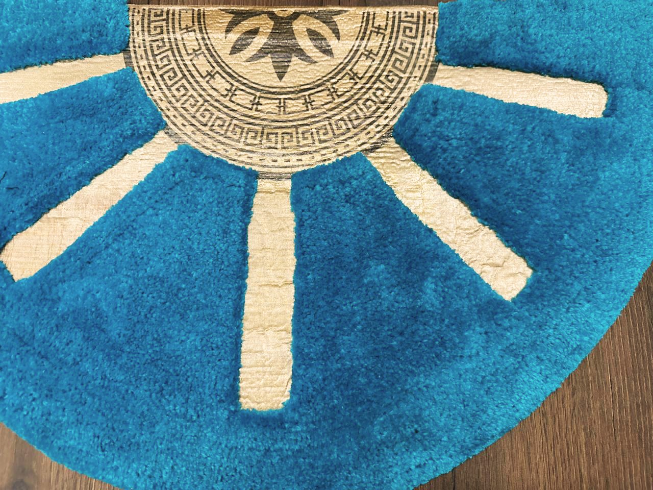 Avioni Divine Collection | Luxury Golden/Silver Touch Tufted Rug Blue In Brightening Sun Soft And Plush Handmade Door Mats |25mm Thickness | BathMats | 45x75cm size