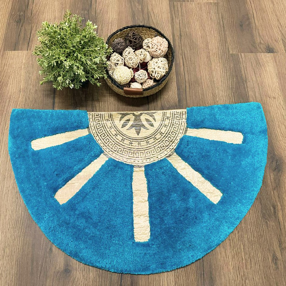 Avioni Divine Collection | Luxury Golden/Silver Touch Tufted Rug Blue In Brightening Sun Soft And Plush Handmade Door Mats |~25mm Thickness | BathMats | 45x75cm size