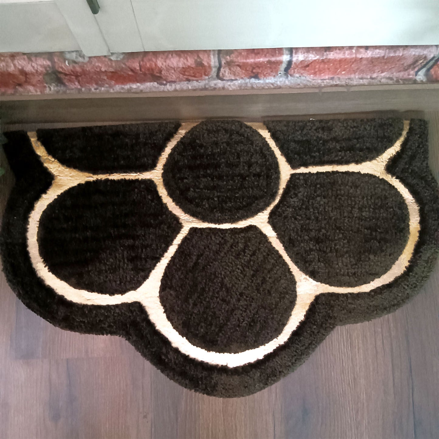Avioni Divine Collection | Luxury Golden/Silver Touch Coffee Tufted Rug In Beautiful Flower Soft And Plush Handmade Door Mats | ~25mm thick | BathMats -45x75 cms