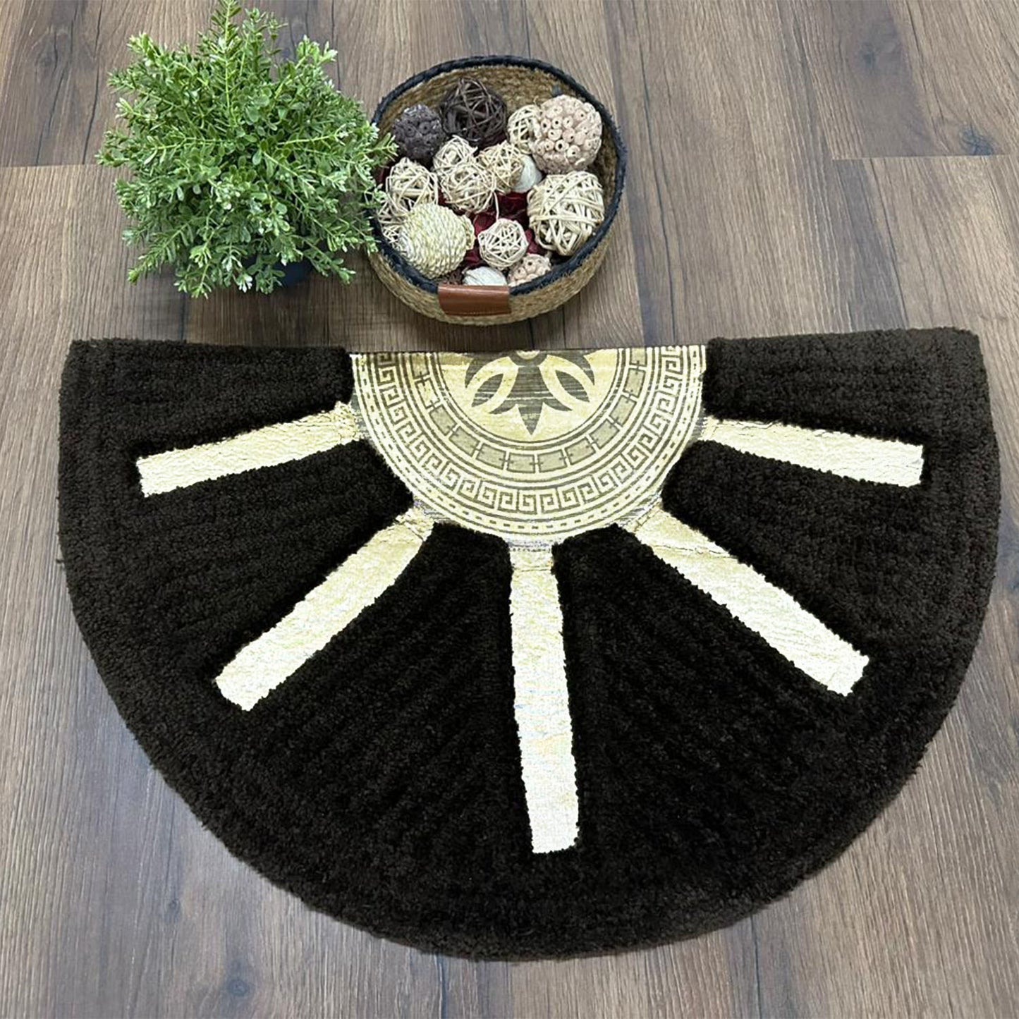 Avioni Divine Collection | Luxury Golden/Silver Touch Tufted Rug Coffee In Brightening Sun Soft And Plush Handmade Door Mats |~25mm Thickness | BathMats | 45x75cm size