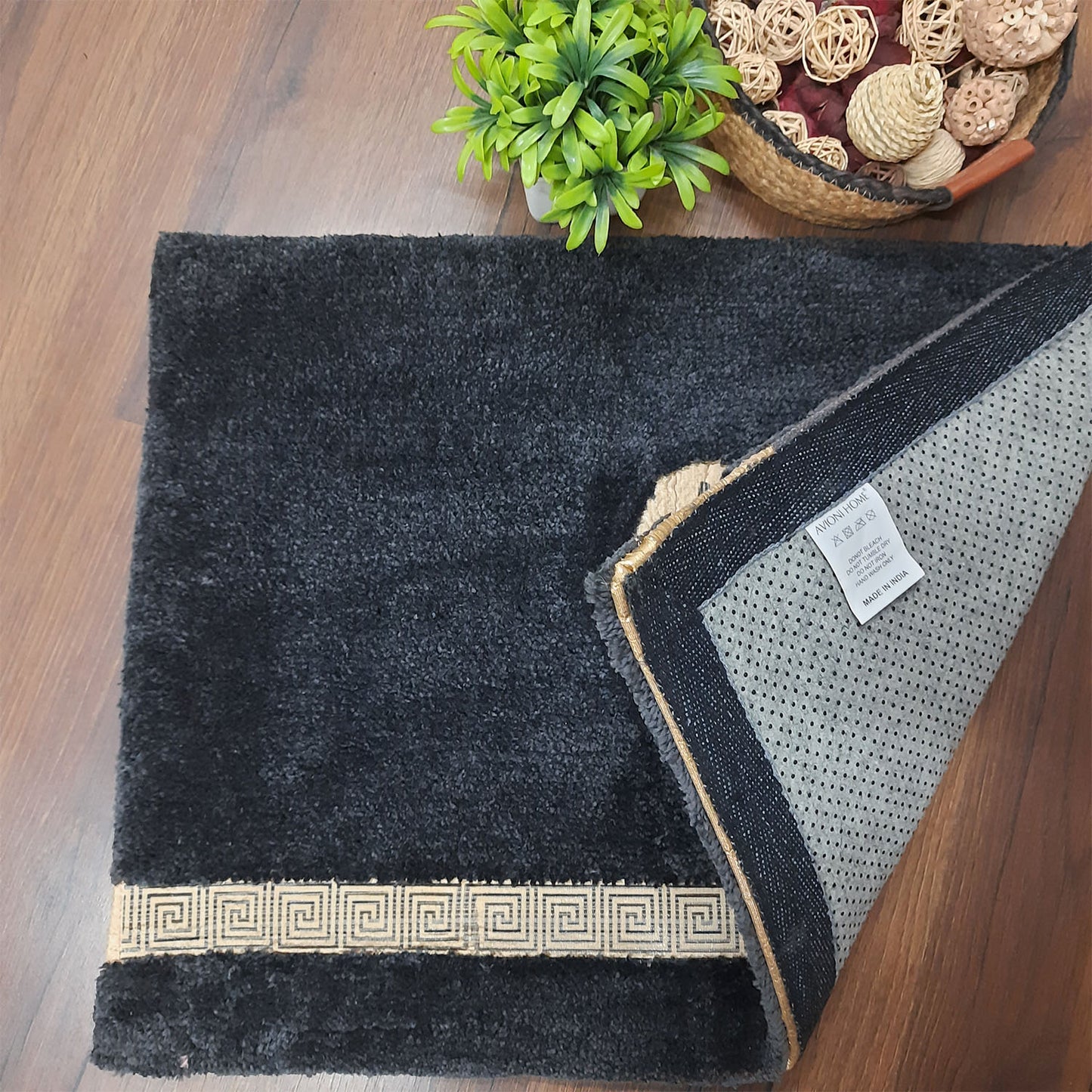Avioni Divine Collection | Luxury Golden/Silver Touch Tufted Rug Gray In Beautiful-Nameste Soft And Plush Handmade Door Mats |~25mm thick | BathMats -45x75 cms