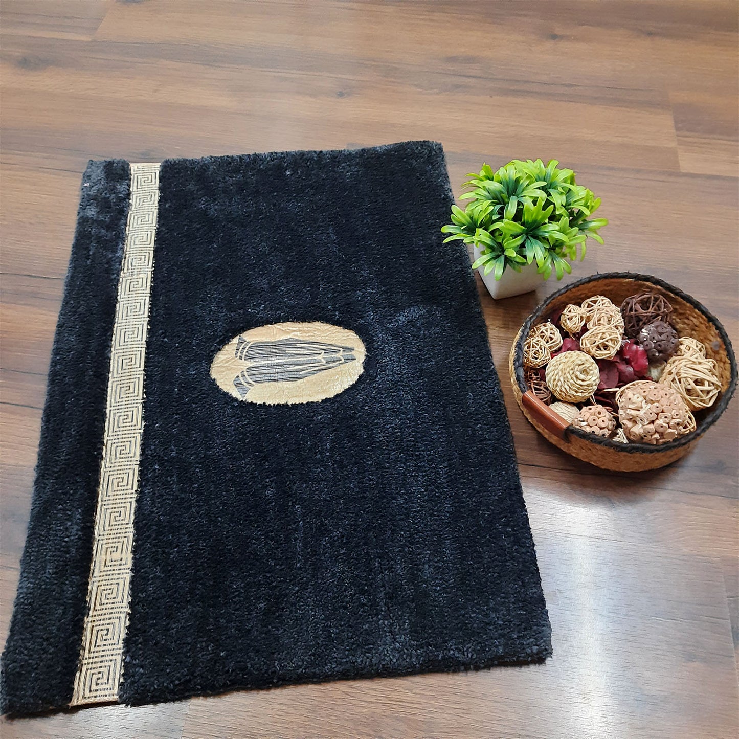 Avioni Divine Collection | Luxury Golden/Silver Touch Tufted Rug Gray In Beautiful-Nameste Soft And Plush Handmade Door Mats |~25mm thick | BathMats -45x75 cms