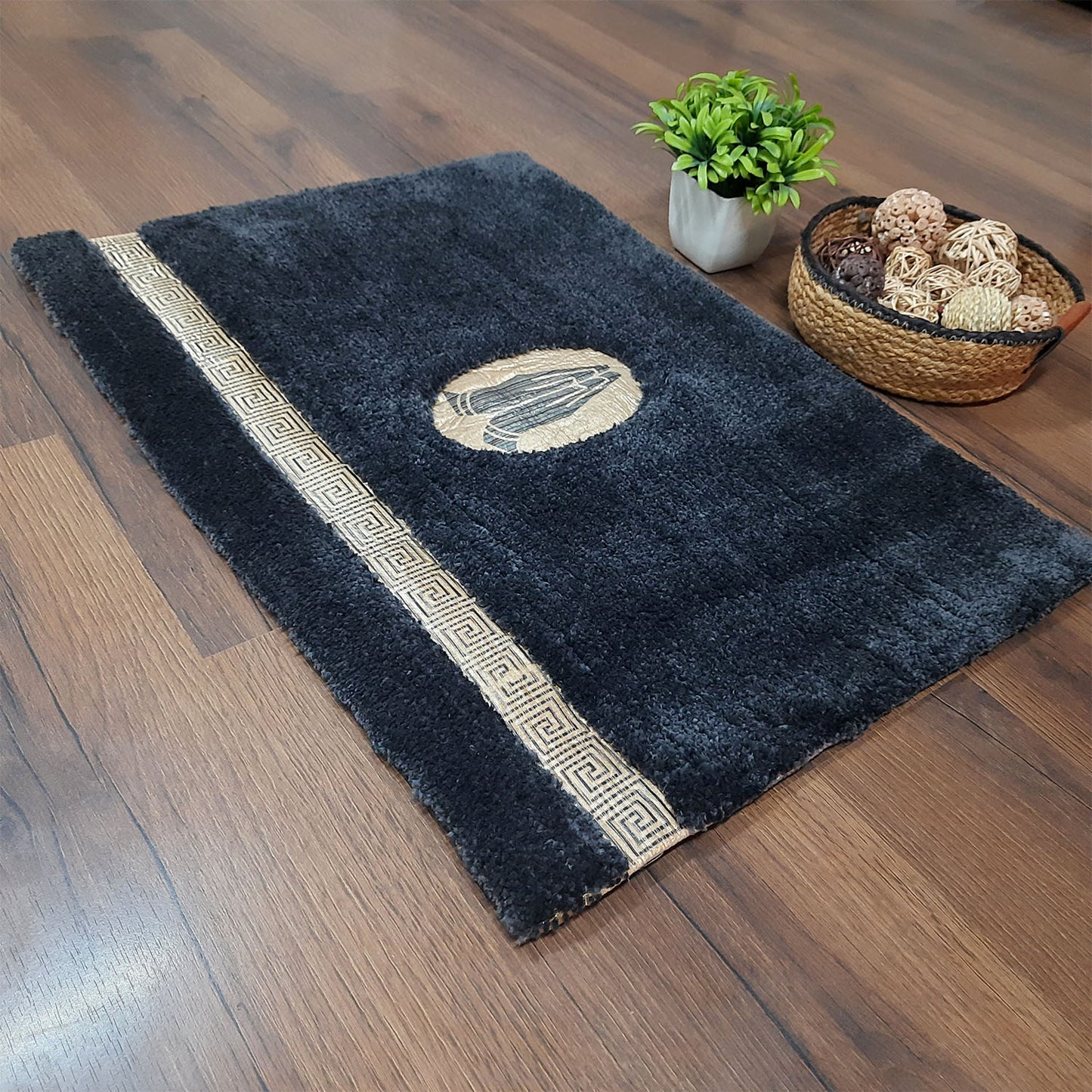 Avioni Divine Collection | Luxury Golden/Silver Touch Tufted Rug Gray In Beautiful-Nameste Soft And Plush Handmade Door Mats |~25mm thick | BathMats -45x75 cms