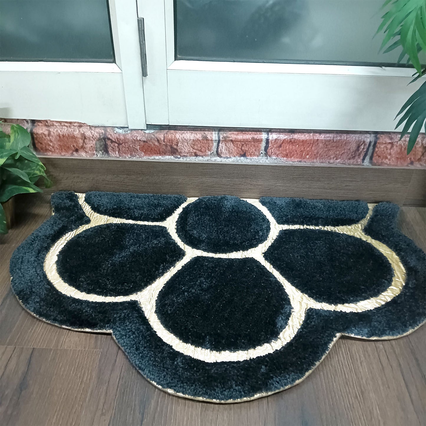 Avioni Divine Collection | Luxury Golden/Silver Touch Grey Tufted Rug In Beautiful Flower Soft And Plush Handmade Door Mats | ~25mm thick | BathMats -45x75 cms (Copy)