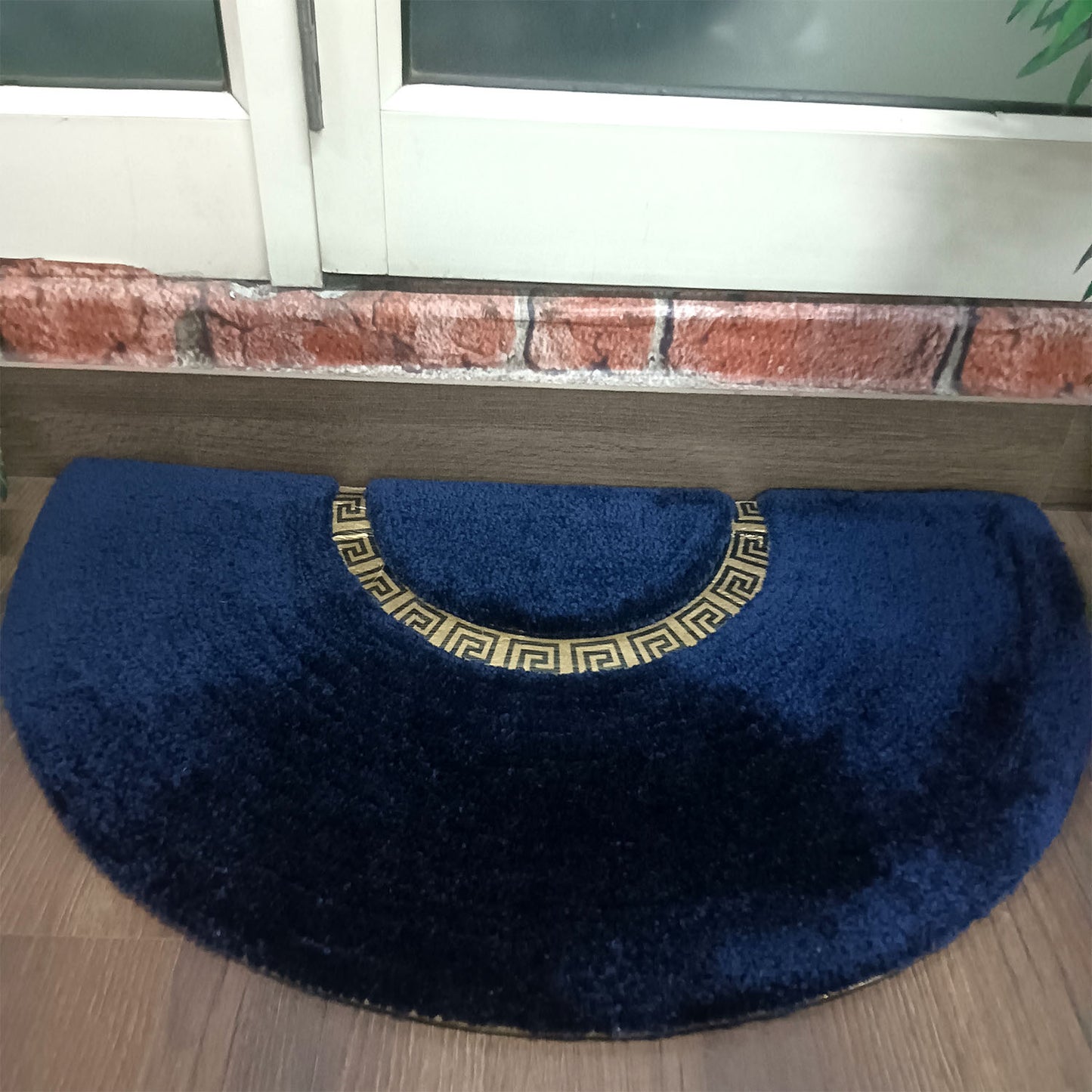Avioni Divine Collection | Luxury Golden/Silver Touch Navy Tufted Rug| 25mm Thick | Beautiful-D Shaped Soft And Plush Handmade Door Mats / BathMats -45x75 cms