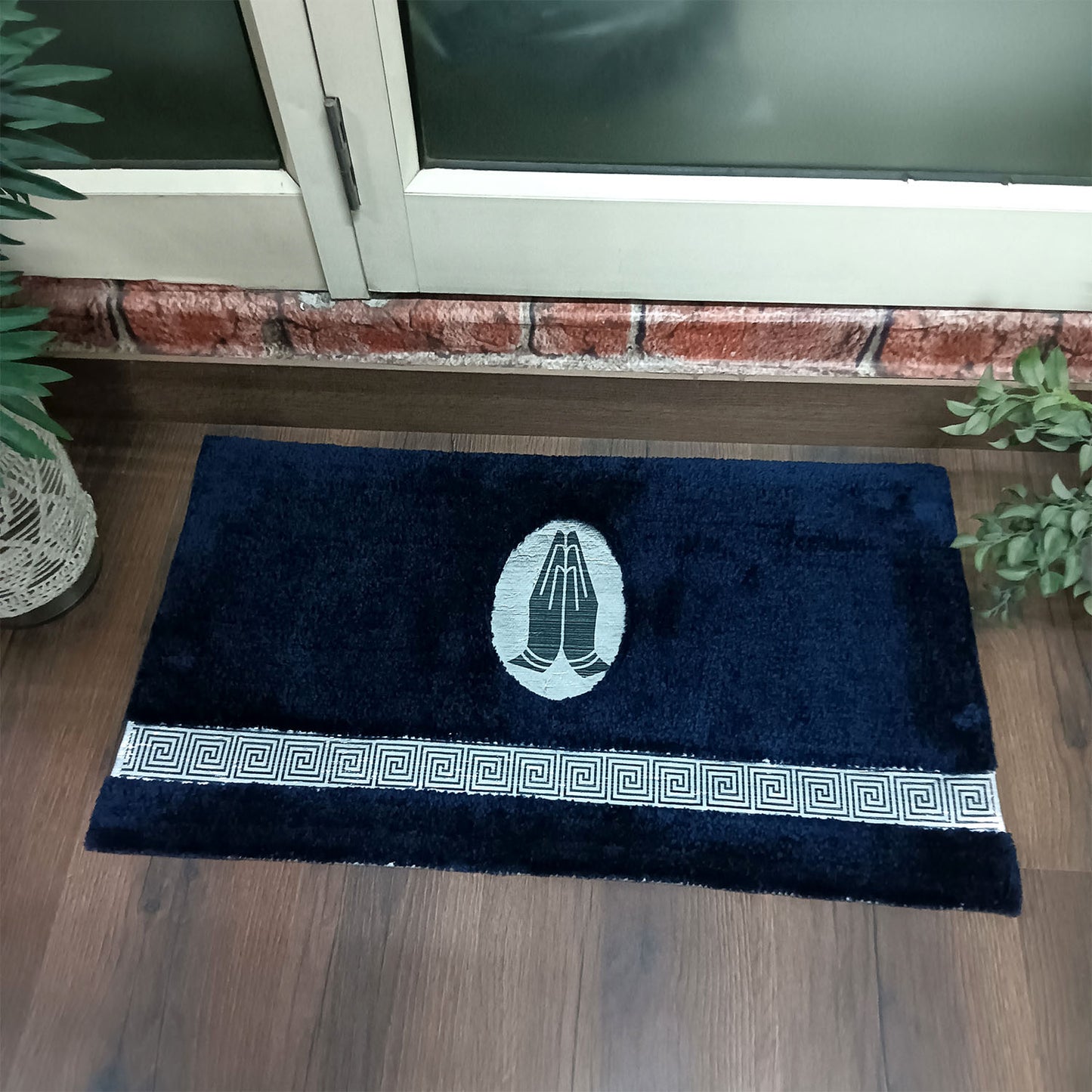 Avioni Divine Collection | Luxury Golden/Silver Touch Tufted Rug Navy Blue In Beautiful-Nameste Soft And Plush Handmade Door Mats |25mm thick | BathMats -45x75 cms