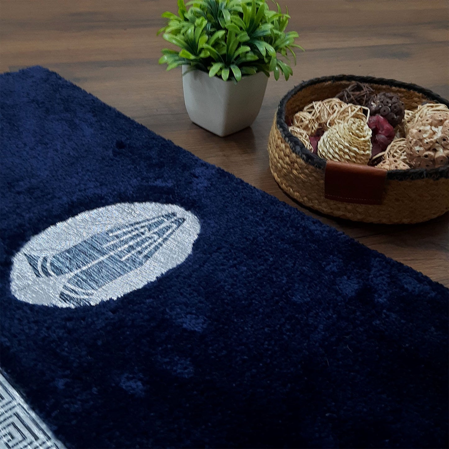 Avioni Divine Collection | Luxury Golden/Silver Touch Tufted Rug Navy Blue In Beautiful-Nameste Soft And Plush Handmade Door Mats |~25mm thick | BathMats -45x75 cms