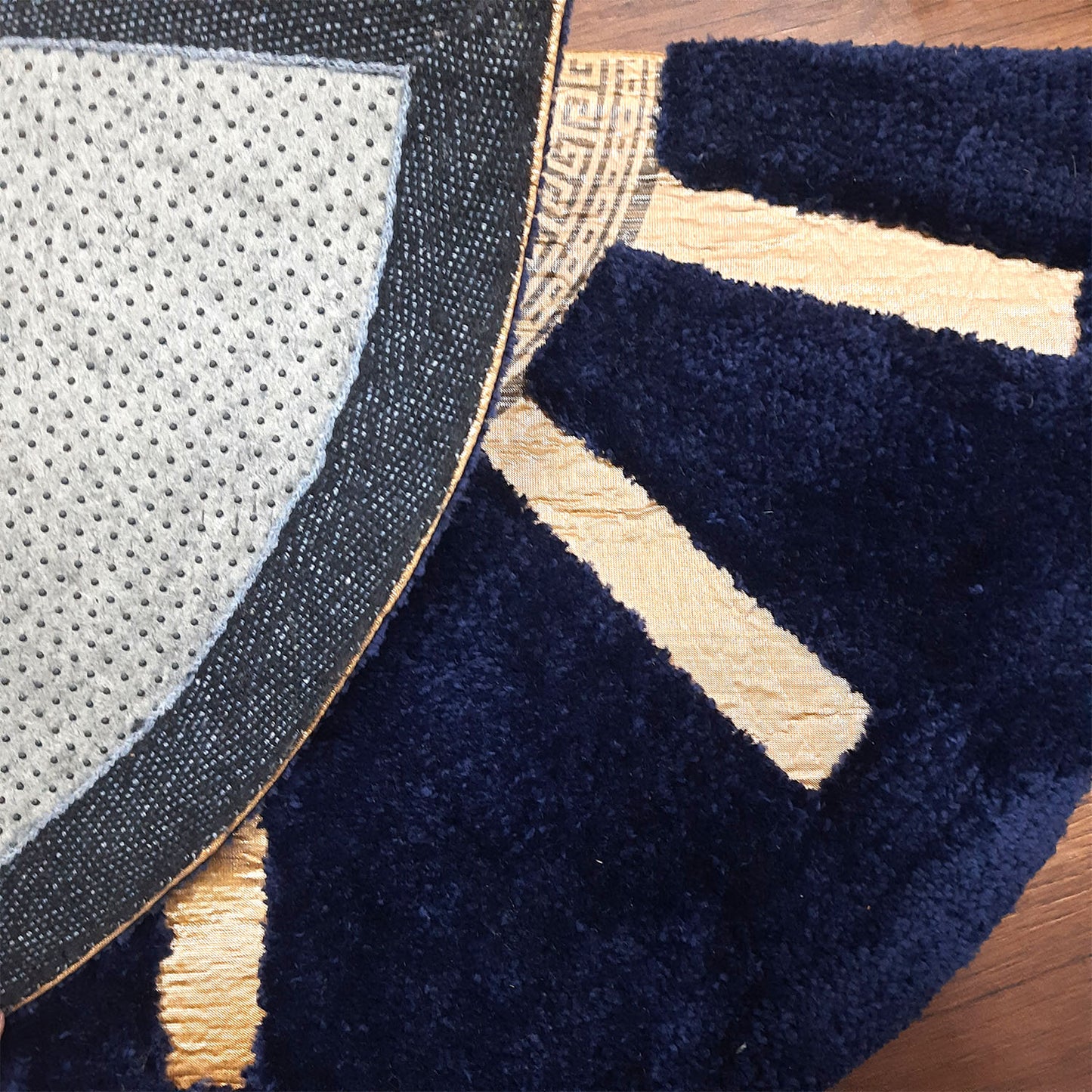 Avioni Divine Collection | Luxury Golden/Silver Touch Tufted Rug Navy In Brightening Sun Soft And Plush Handmade Door Mats |~25mm Thickness | BathMats | 45x75cm size