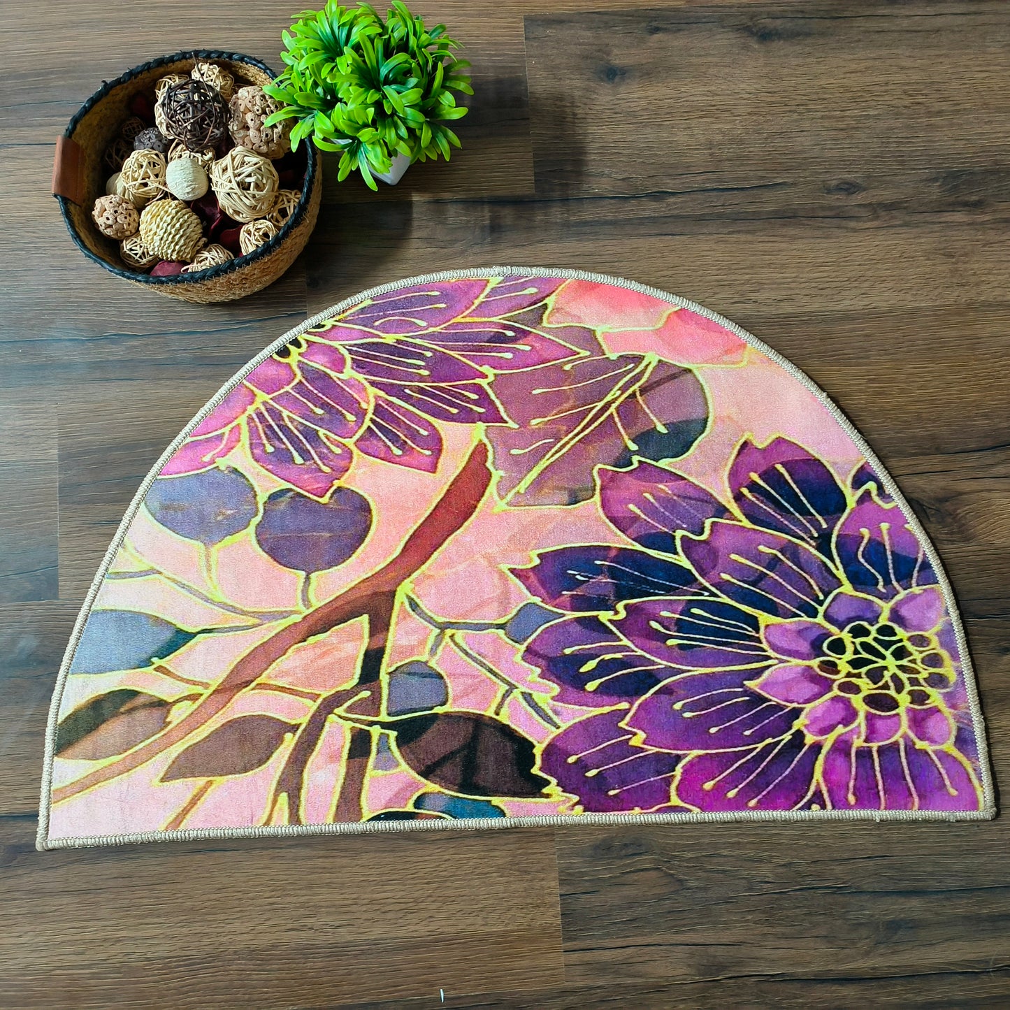 Avioni Home | Crescent Collection | Floor Mats in Flower Design Multi Colour | Anti Slip, Durable & Washable | Outdoor & Indoor