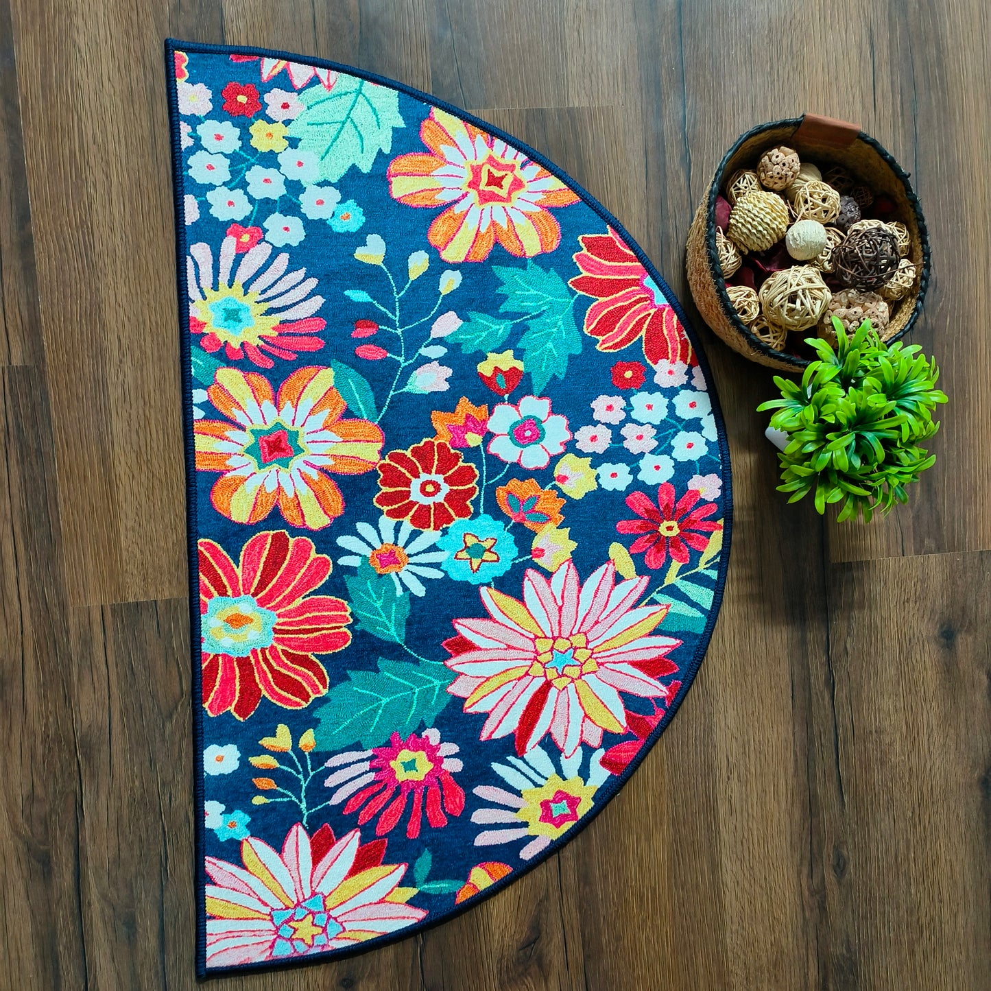 Avioni Home | Crescent Collection | Floor Mats in Flower Design Multi Colour | Anti Slip, Durable & Washable | Outdoor & Indoor