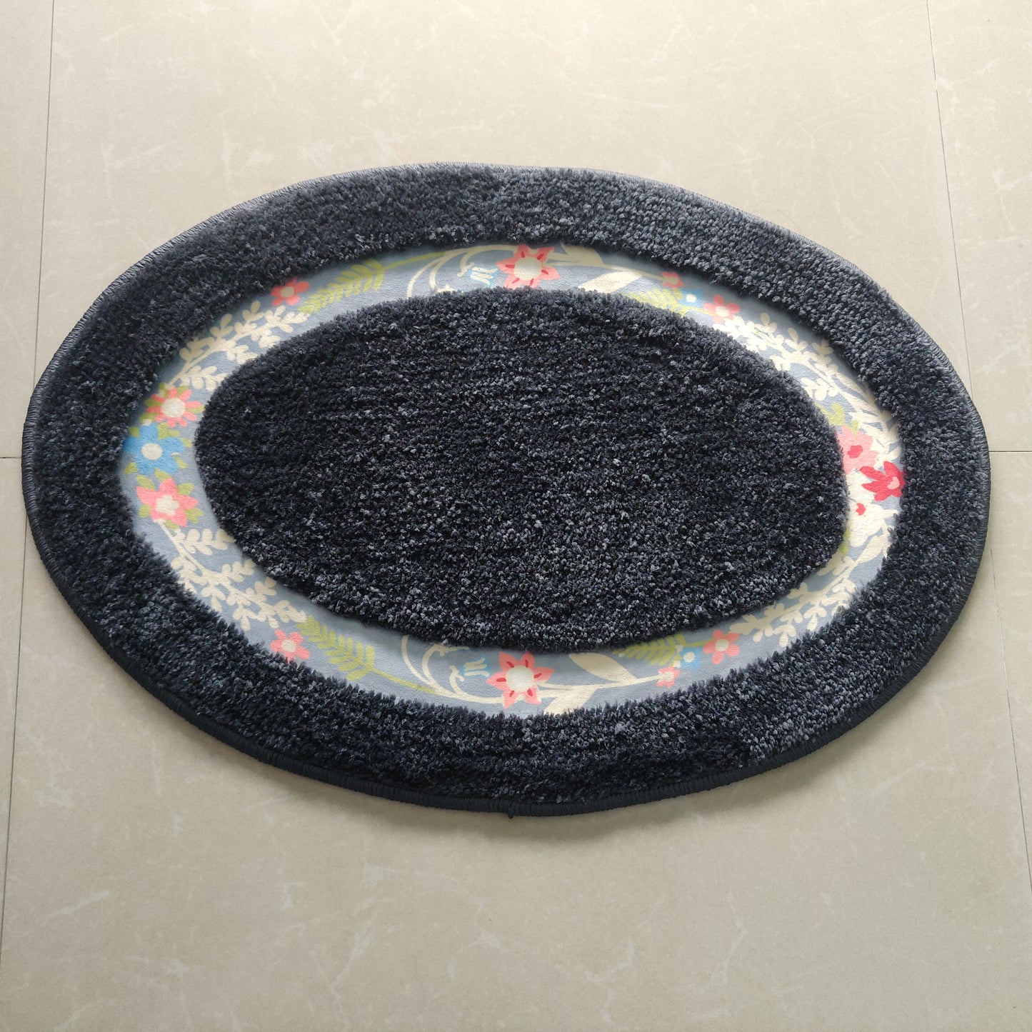 Avioni Home| Zengrove Floormat Collection | Soft Shaggy Oval Shape Floor mat /Door Mat | Black | Fluffy & 10mm Thick Mat | 40 x 60 CM
