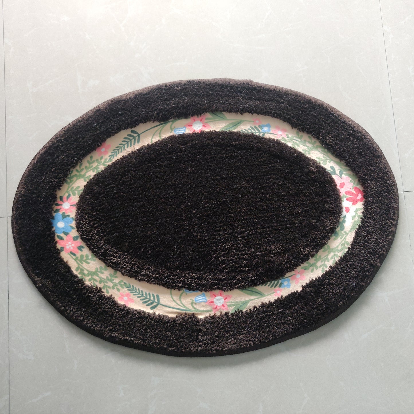 Avioni Home| Zengrove Floormat Collection | Soft Shaggy Oval Shape Floor mat /Door Mat | Dark Coffee | Fluffy & 10mm Thick Mat | 40 x 60 CM