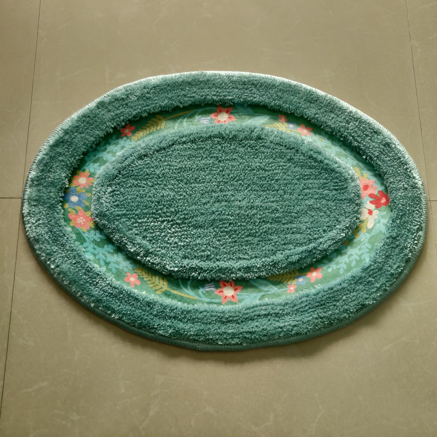 Avioni Home| Zengrove Floormat Collection | Soft Shaggy Oval Shape Floor mat /Door Mat | Aqua | Fluffy & 10mm Thick Mat | 40 x 60 CM