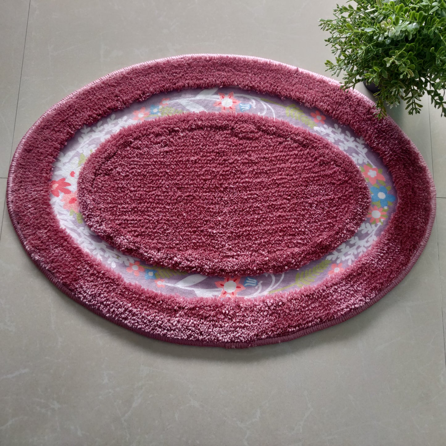 Avioni Home| Zengrove Floormat Collection | Soft Shaggy Oval Shape Floor mat /Door Mat | Wine Pink | Fluffy & 10mm Thick Mat | 40 x 60 CM