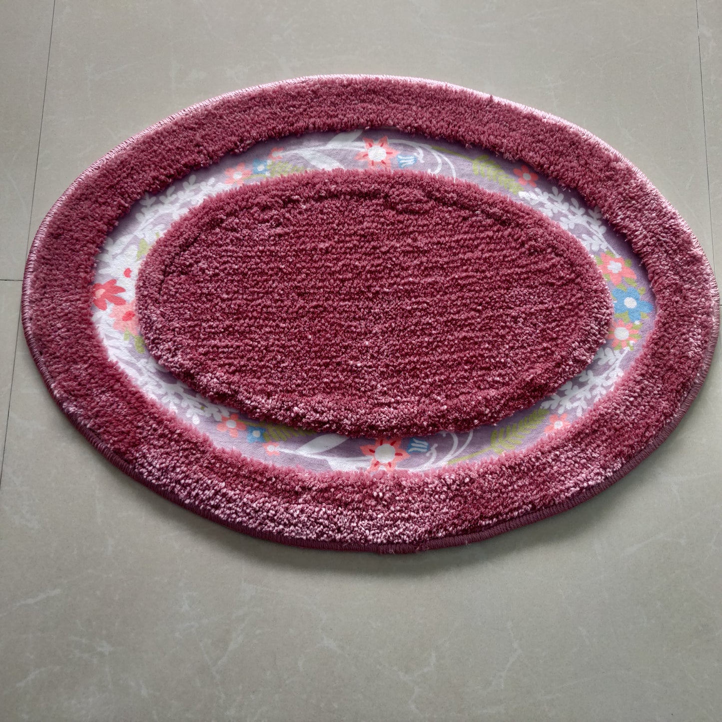 Avioni Home| Zengrove Floormat Collection | Soft Shaggy Oval Shape Floor mat /Door Mat | Wine Pink | Fluffy & 10mm Thick Mat | 40 x 60 CM