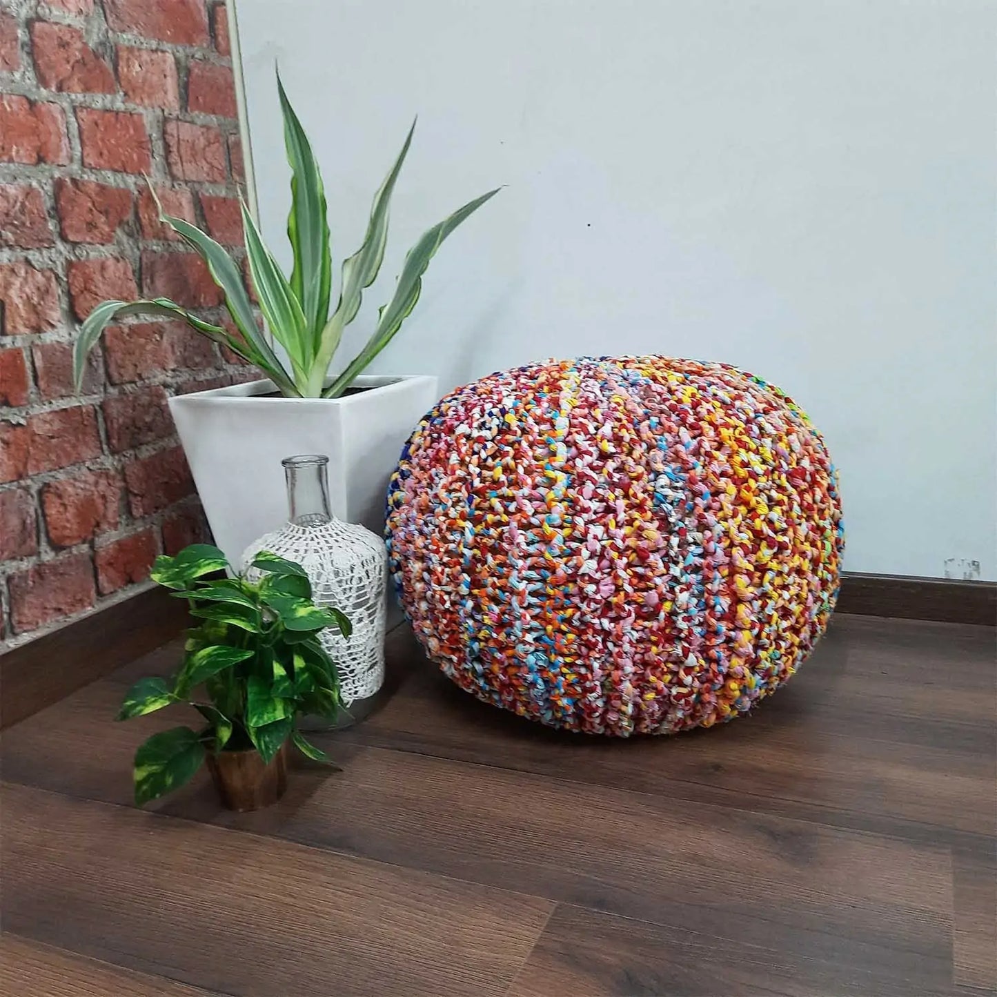 Avioni Home- Hand Knotted Natural Dyed Cotton- Rainbow Colours- Filled with FR Beans- Large Size-40x55x55 cms