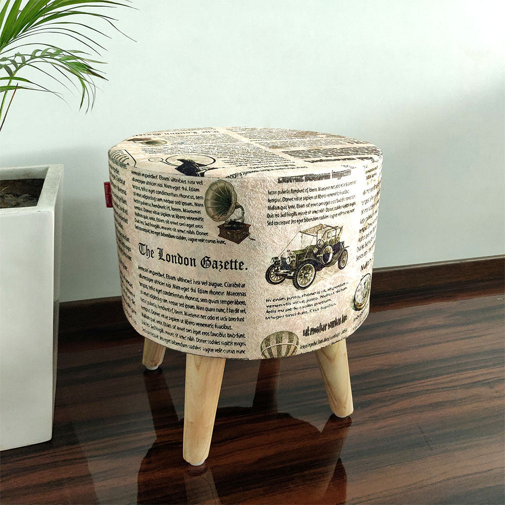 BIGMO Luxury Home Utility Padded Stool/ Ottoman (4 Legs-Added Stability-Natural Finish)