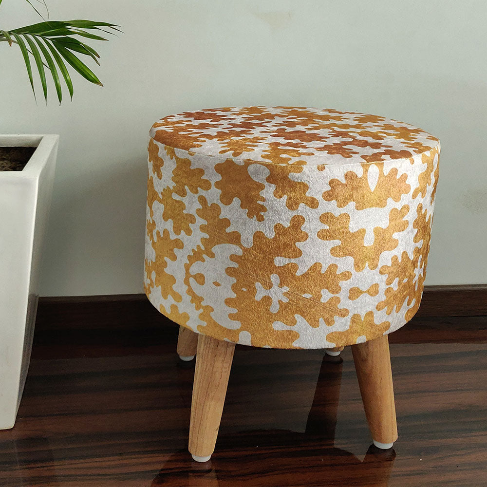 BIGMO Luxury Home Utility Padded Stool/ Ottoman (4 Legs-Added Stability-Natural Finish)