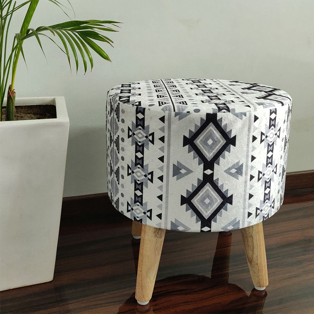 BIGMO Southwestern Home Utility Padded Stool/ Ottoman (4 Legs-Added Stability-Natural Finish)