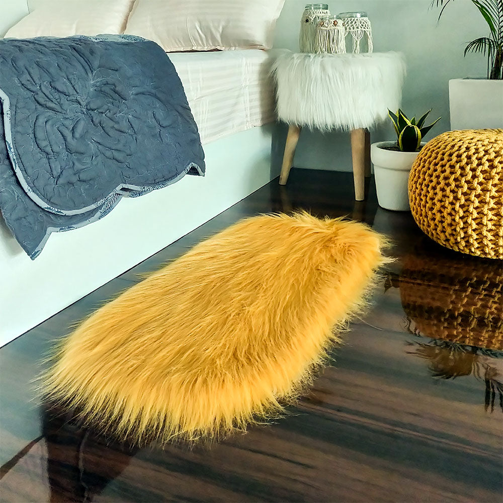 Shaggy Carpet – Premium Long Faux Fur – 120x75 cm Oval Shape – Avioni Carpets- Brown