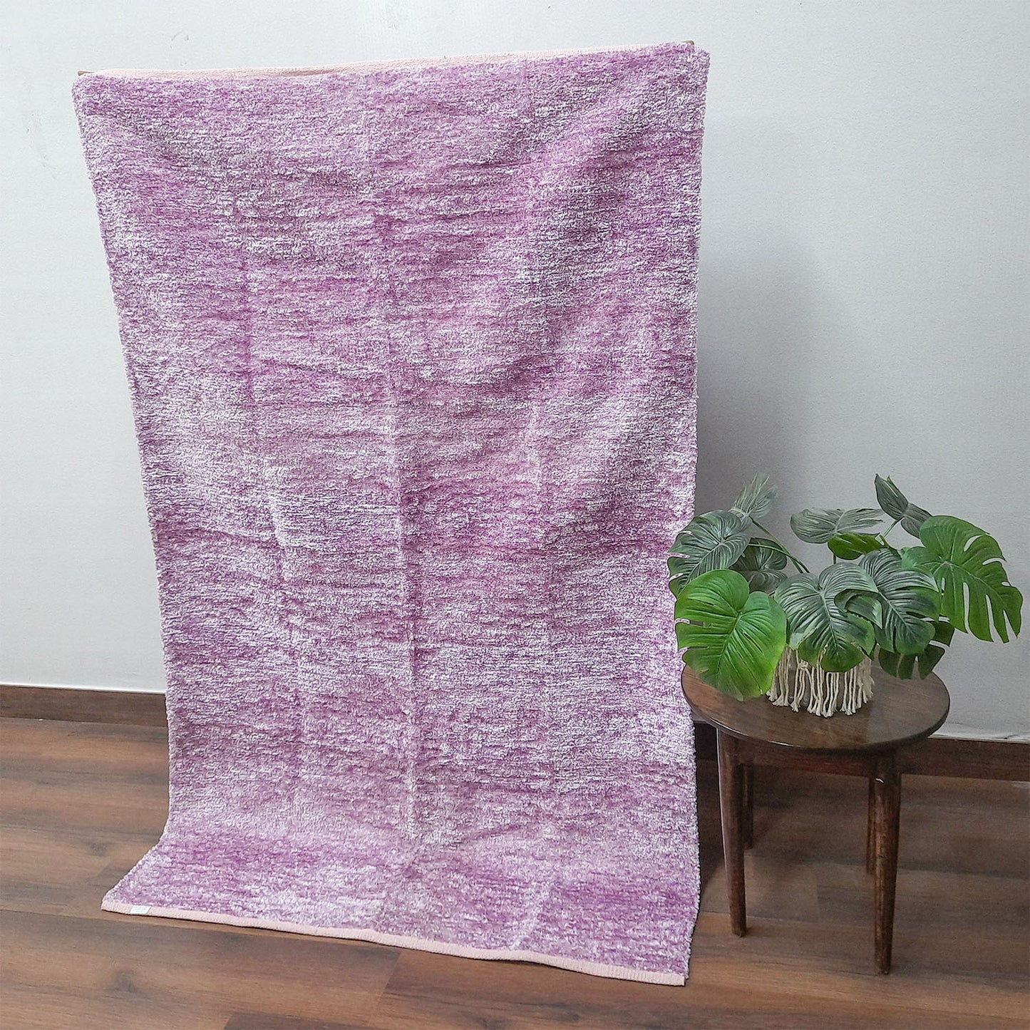 Avioni Lux Handloom Chenille Solid Durries- Pink-Purple-120cm x 180cm (~4×6 Feet)