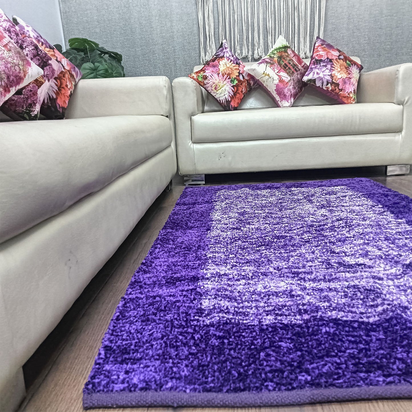 Avioni Handloom Cut Shuttle Rugs by Master Artisans | Soft Touch | Home Washable | Border Design in Purple and White | Reversible - 3 feet x 5 feet (~90 cm x 150 cm)