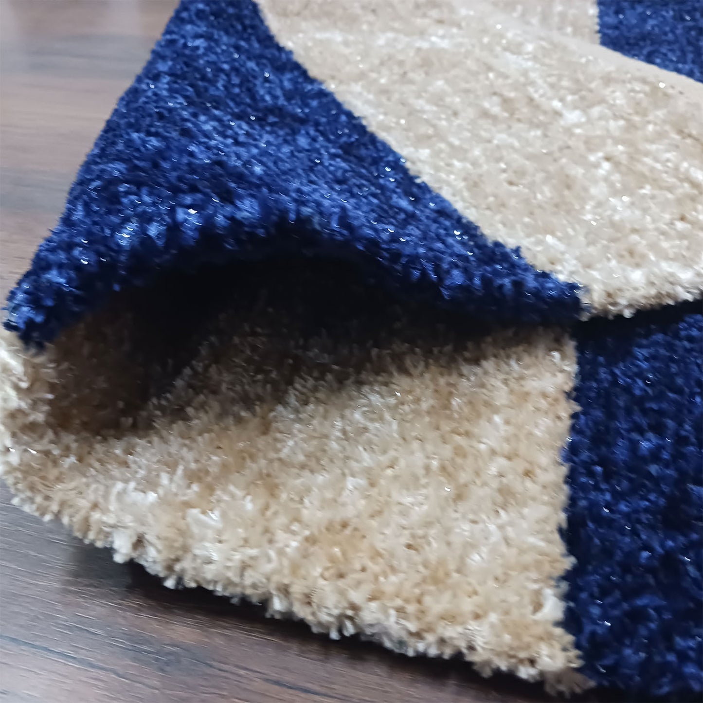 Avioni Handloom Rugs | Master Artisans Work | Feather like Luxurious Silk Soft Touch | Home Washable | Blue and White Broad stripes | Reversible