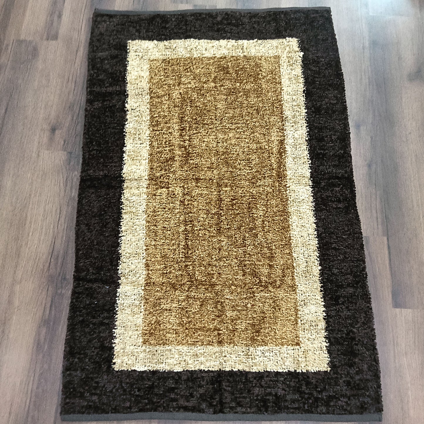 Avioni Handloom Rug | Feathers like Soft Touch | Home Washable | Borders in Coffee And Beige | Reversible - 3 feet x 5 feet (~90 cm x 150 cm)