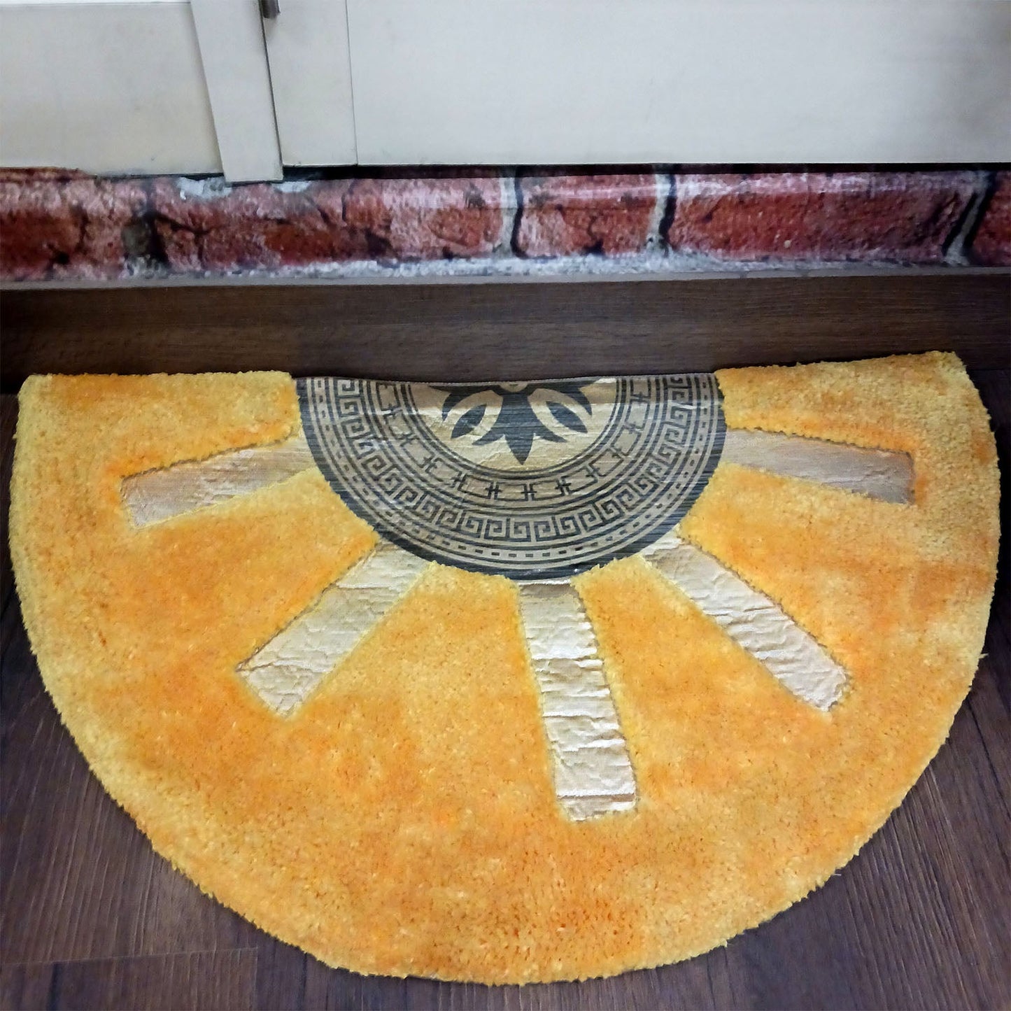 Avioni Divine Collection | Luxury Golden/Silver Touch Tufted Rug Yellow In Brightening Sun Soft And Plush Handmade Door Mats |~25mm Thickness | BathMats | 45x75cm size