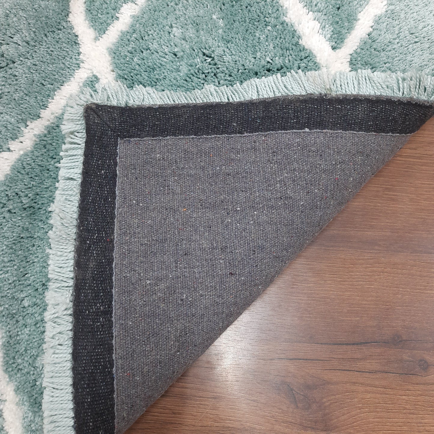 Premium Shaggy Aqua Blue Runner With White Check Design / Bedside Runners by Avioni Home