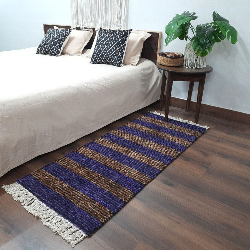 Avioni Handloom Washable Purple Brown Solid Premium Bedside Carpet (55cm x 137cm (~22″ x 55″))
