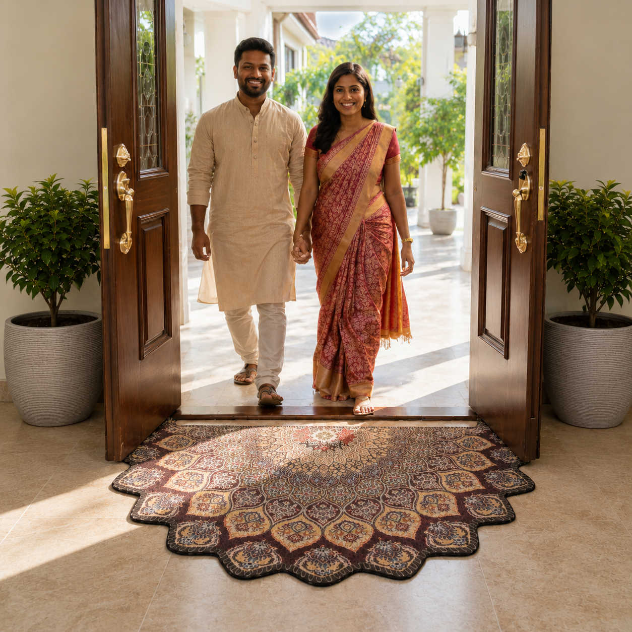 Avioni Home Floor Mats in Beautiful Traditional Persian Cutout Design | Anti Slip, Durable & Washable | Outdoor & Indoor